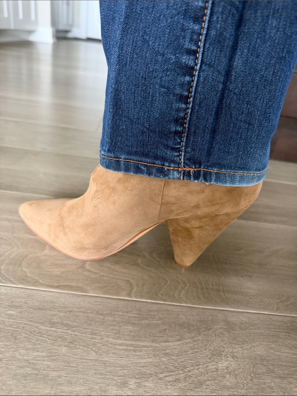Vince Camuto Tan Suede Pointed-Toe Ankle Booties - Picture 3 of 4